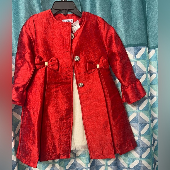 NWT Girls size 4T Blueberi Blvd 2pc red petticoat and dress - Picture 2 of 3